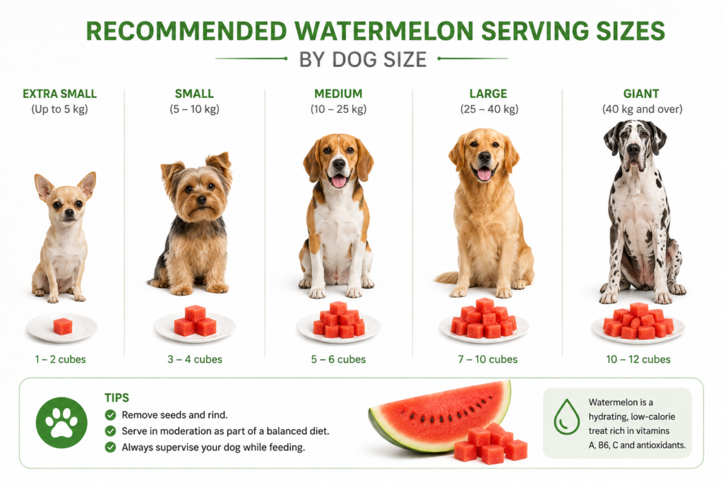 Recommended watermelon serving sizes for different dog breeds