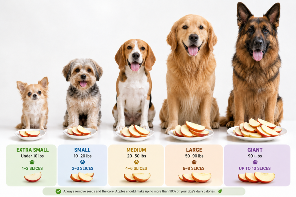 Recommended apple serving sizes for dogs