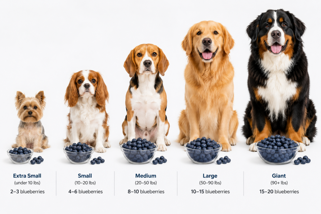 Recommended blueberry serving sizes for dogs