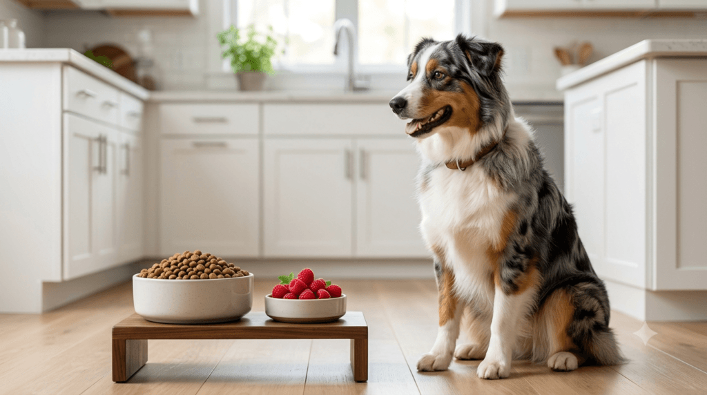 Dog food and raspberries