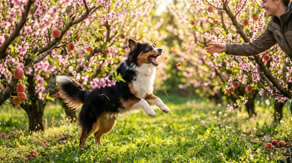 healthy peach treat for dogs.webp