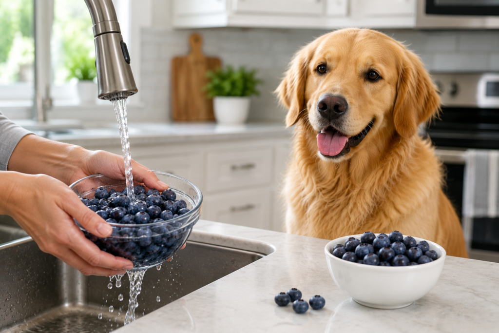 Preparing fresh blueberries safely for dogs