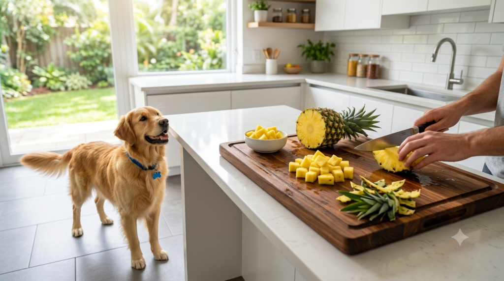 Preparing fresh pineapple safely for dogs
