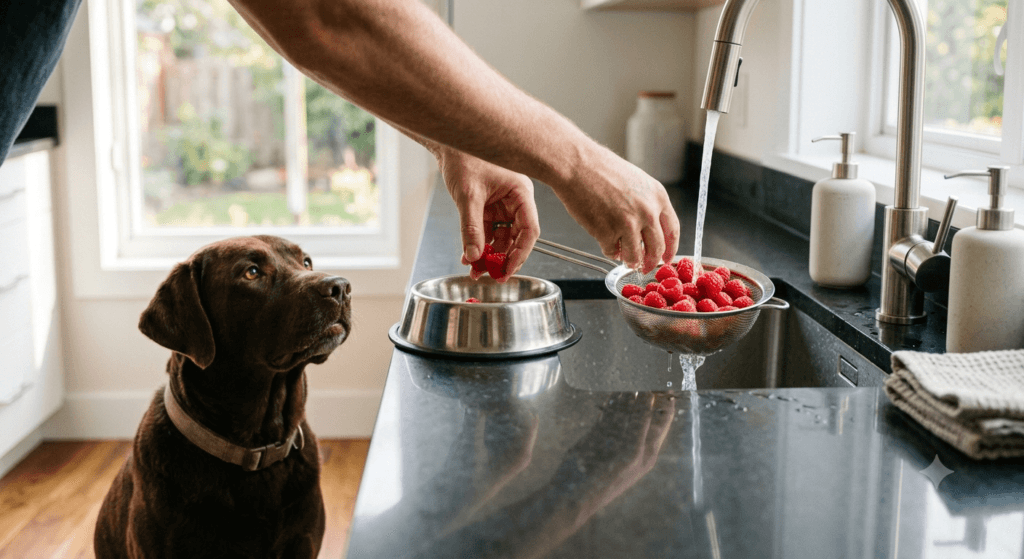 Safe raspberry preparation for dogs