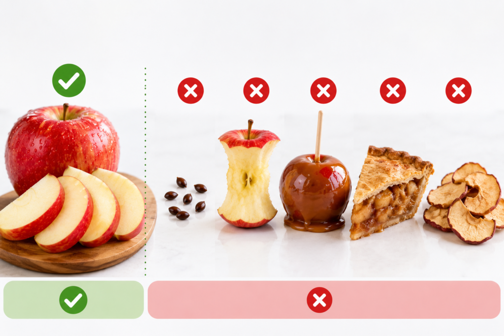 Safe and unsafe apple parts for dogs