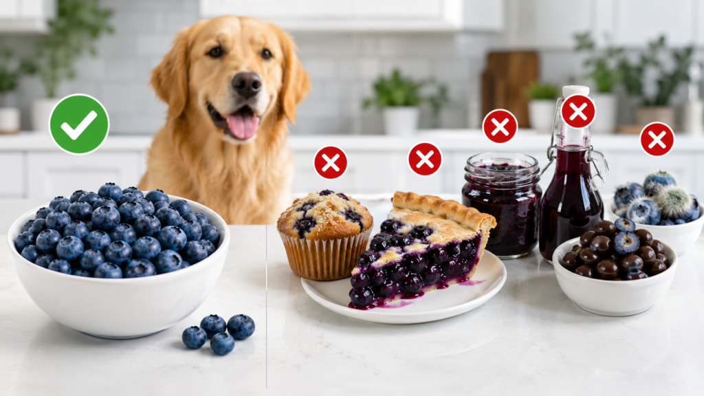 Safe and unsafe blueberry foods for dogs