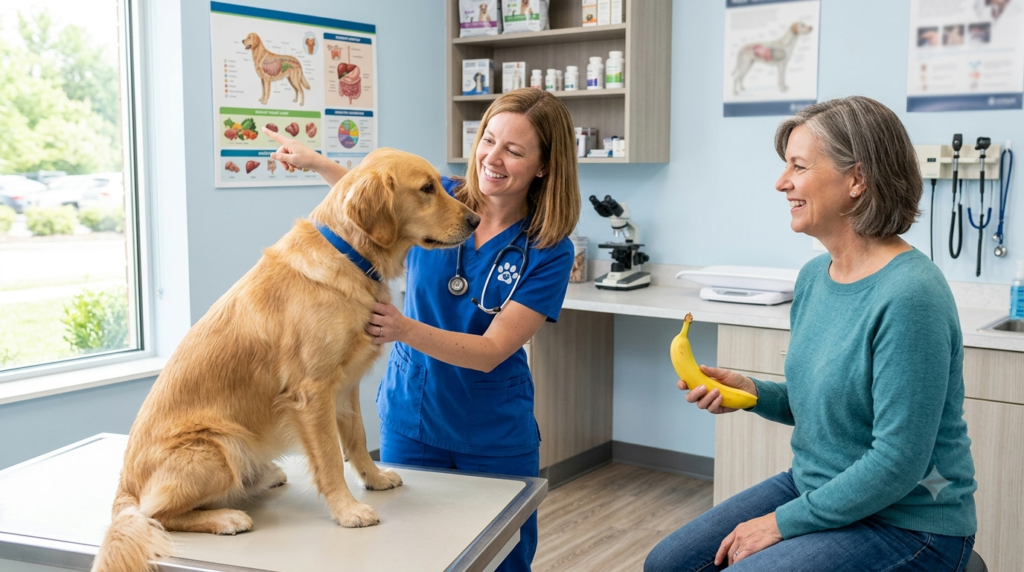 Veterinarian advising about bananas for dogs