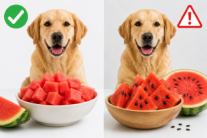 Seedless watermelon is safer for dogs than watermelon with seeds
