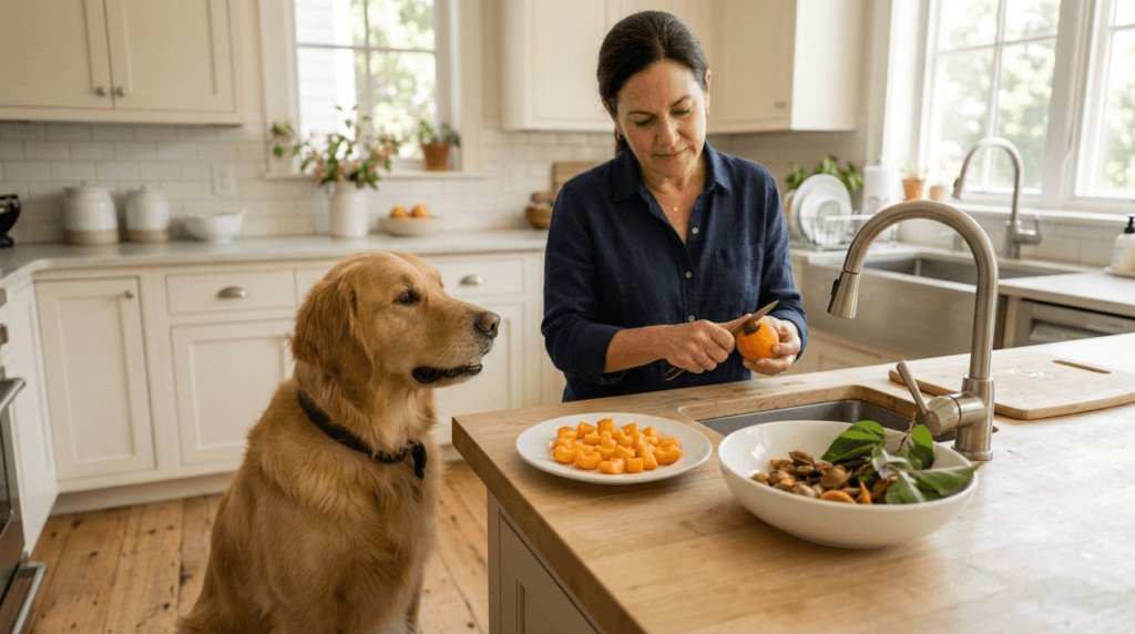 Removing apricot pit before feeding dogs