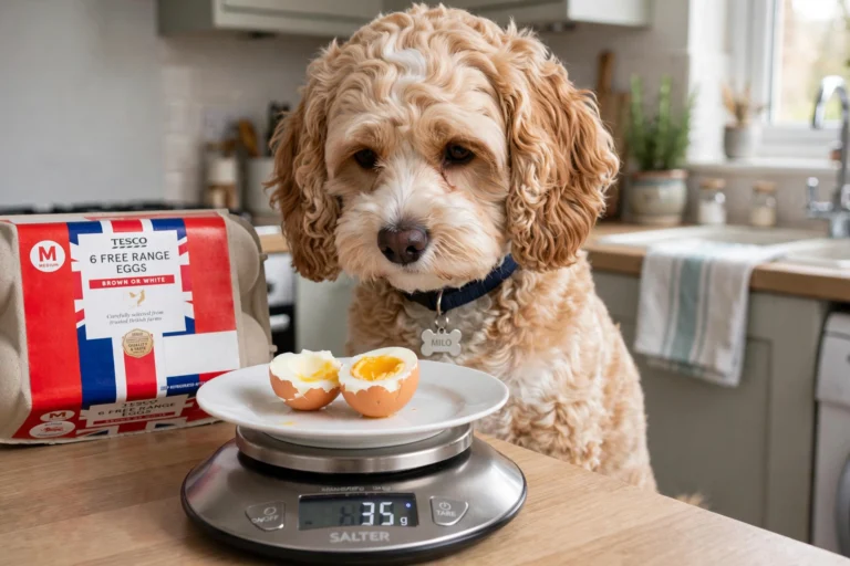 can dogs eat eggs uk 35g half egg safe for 6kg cockapoo Milo on Salter scale Tesco free range