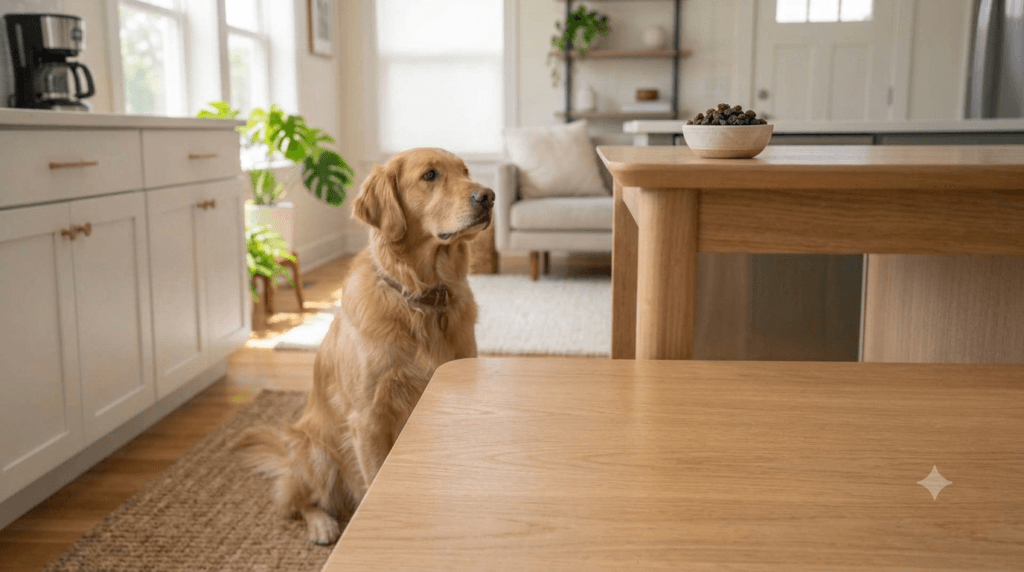 Can Dogs Eat Raisins? Golden Retriever near raisins