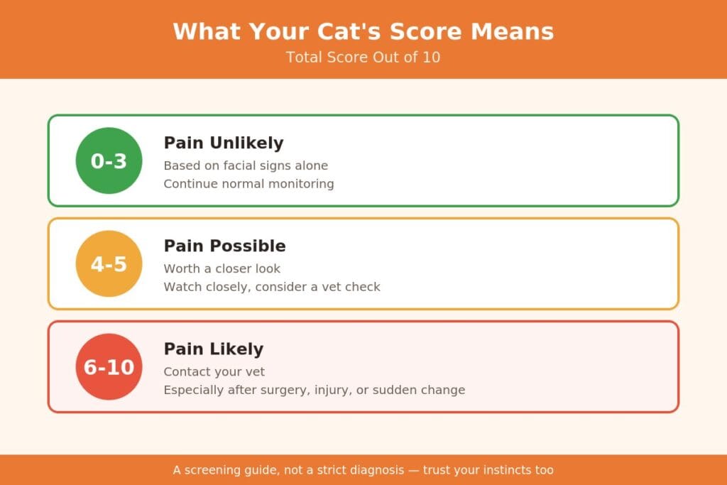 Cat Grimace Scale total score meaning chart 0 to 10