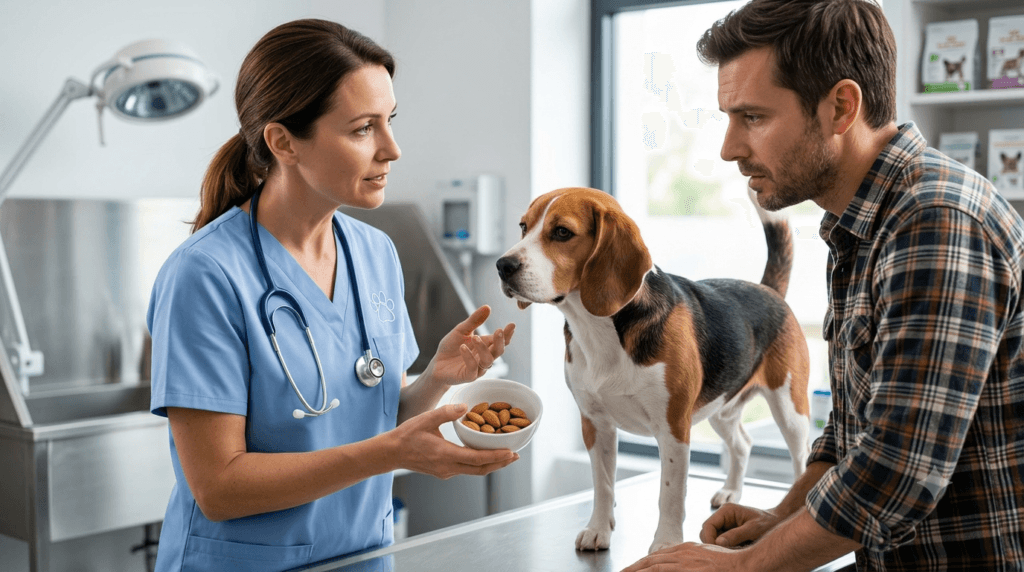Veterinarian explaining what happens if a dog eats almonds