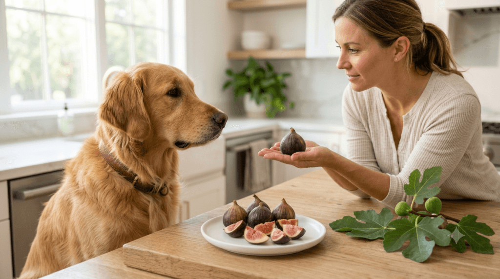 Fresh fig compared with unsafe fig leaves for dogs
