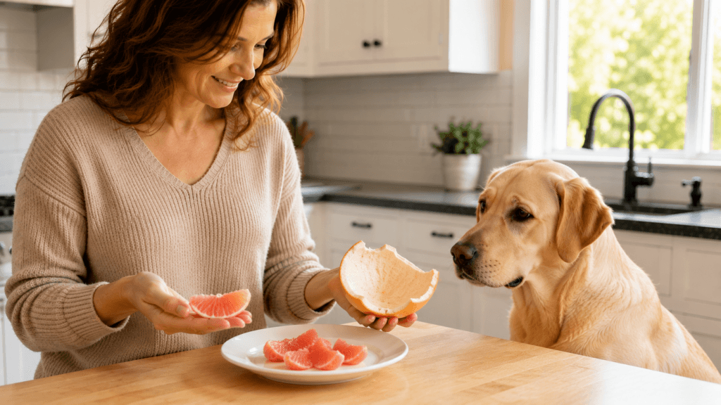 Grapefruit flesh compared with grapefruit peel for dogs