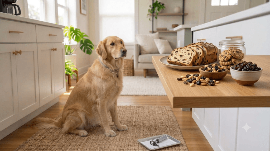 Common foods containing raisins that are dangerous for dogs