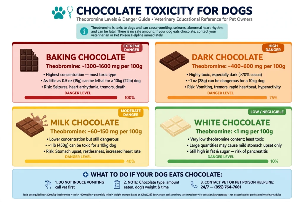 How much chocolate is dangerous for dogs toxicity table by dog weight