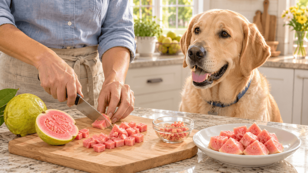 Preparing fresh guava safely for a dog