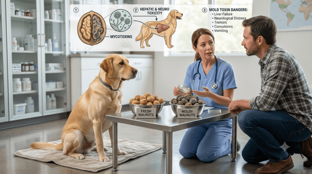 Moldy walnuts are dangerous for dogs