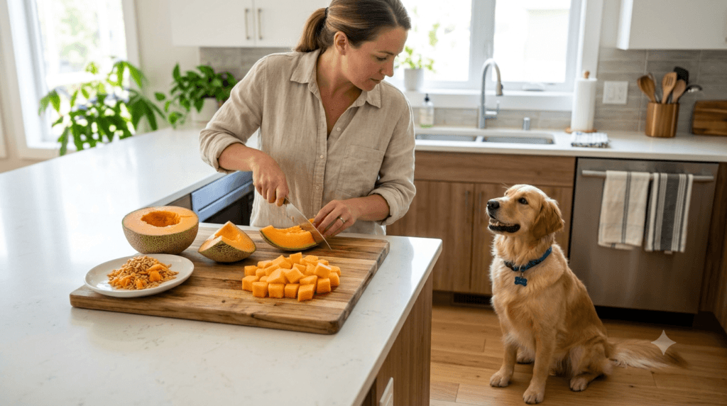 Preparing cantaloupe safely for dogs